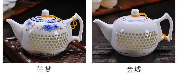 Blue and white porcelain ceramic teapot single pot home filtering small manual exquisite hollow out white porcelain jingdezhen tea kungfu