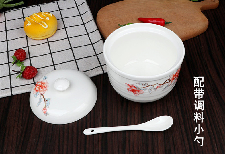 High quality ceramic sauce seasoning as cans of individual creative chilli oil, lard flavor pot kitchen salt seasoning box