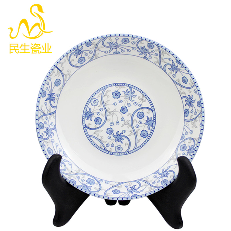 The livelihood of The people to both lotus bloom FanPan 7 inches deep dish 8 inch plate elegant light blue made pottery porcelain tableware glaze