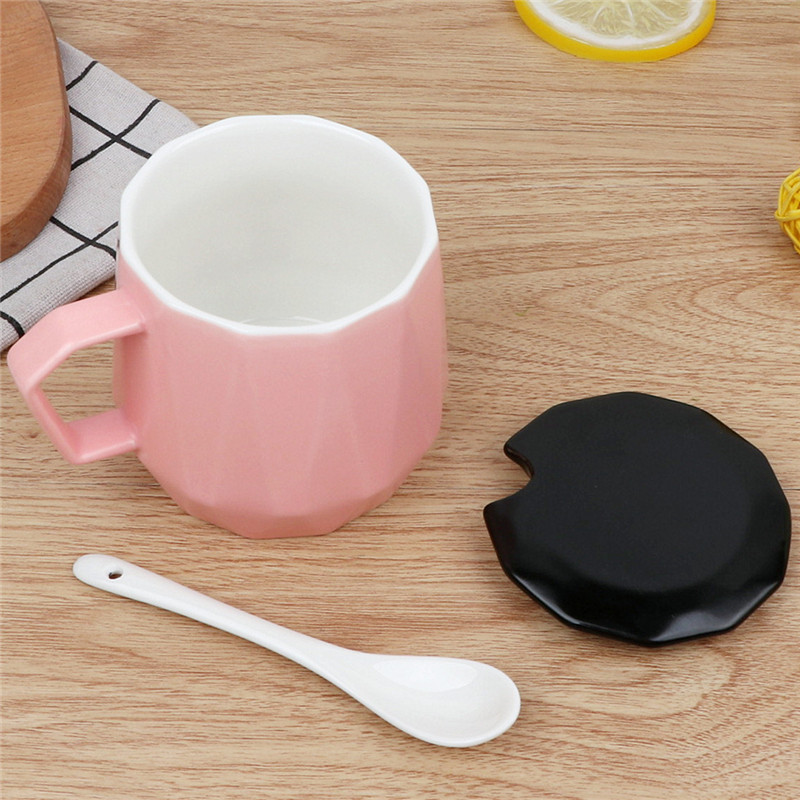 Diamond color porcelain cover cup with small spoon, dazzle see colour keller of coffee cup milk cup ceramic cup cup to cup