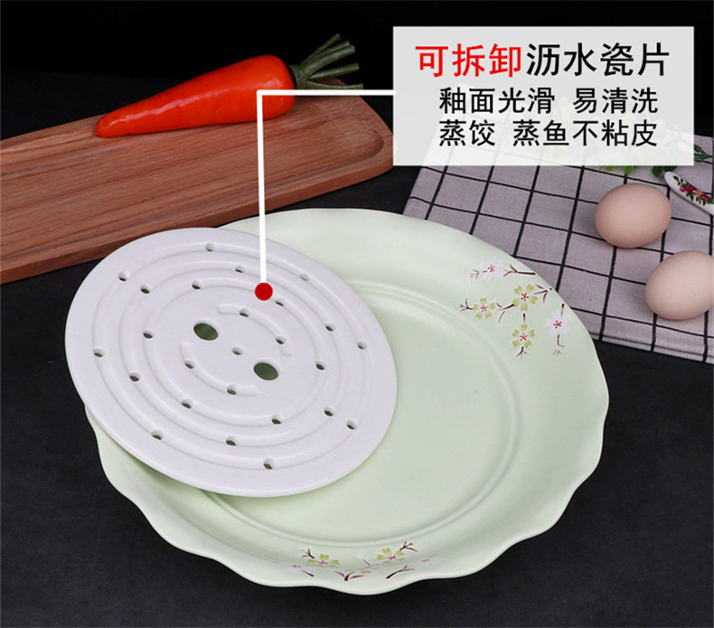 Dazzle see colour ceramic disc dumplings plate waterlogging under caused by excessive rainfall double - layer steamed fish dish dish dish dish plate waterlogging under caused by excessive rainfall ceramics disc