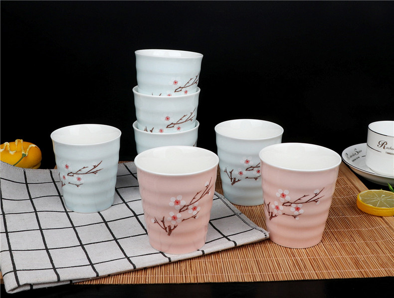 Color ceramic drinking a cup of tea cups of coffee cup six pack glass juice cup creative household FangZhi cup soya - bean milk cup