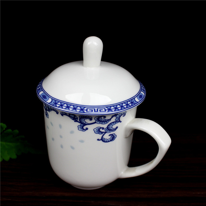 Both of the people 's livelihood and exquisite flower cup party office cup blue flower porcelain glaze made pottery ceramic cup, office cup and meeting