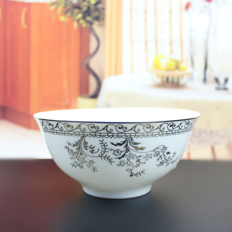 Swan lake, people 's livelihood industry tableware 5 "excessive penetration bowl of gold and silver side job fine jade porcelain porringer bowl