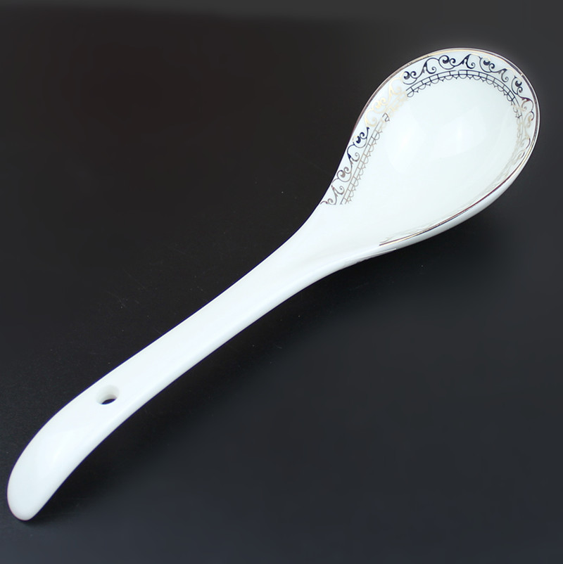 People 's livelihood ceramics tableware swan lake big gold and silver spoon edge two spoon porridge spoon bending spoons hold a spoon