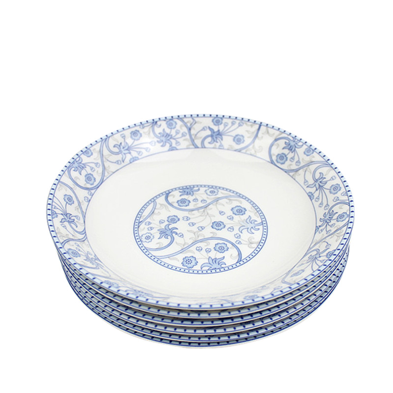 The livelihood of The people to both lotus bloom arc plate of 7 inch disc 8 inch plate elegant light blue glair pottery and porcelain tableware food dish