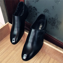 Spring and autumn mens English pointed scalp shoes soft leather business leisure shoes men increase high-Han version breathable mens shoes