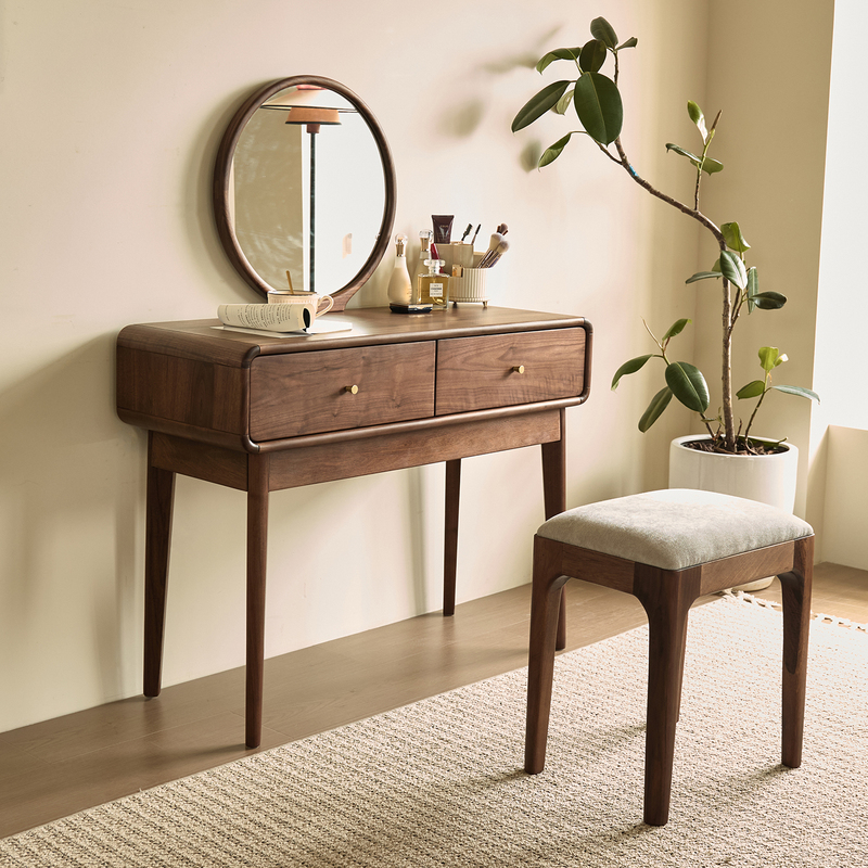 North American Black Walnut Dressing Table Bedroom Solid Wood Makeup Table Mid-Century Style Dressing Table 2026 New Model Special Price