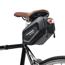 Mountain bike carbon pattern waterproof large capacity bag bicycle rear tail bag hard shell saddle bag seat tail bag cycling equipment