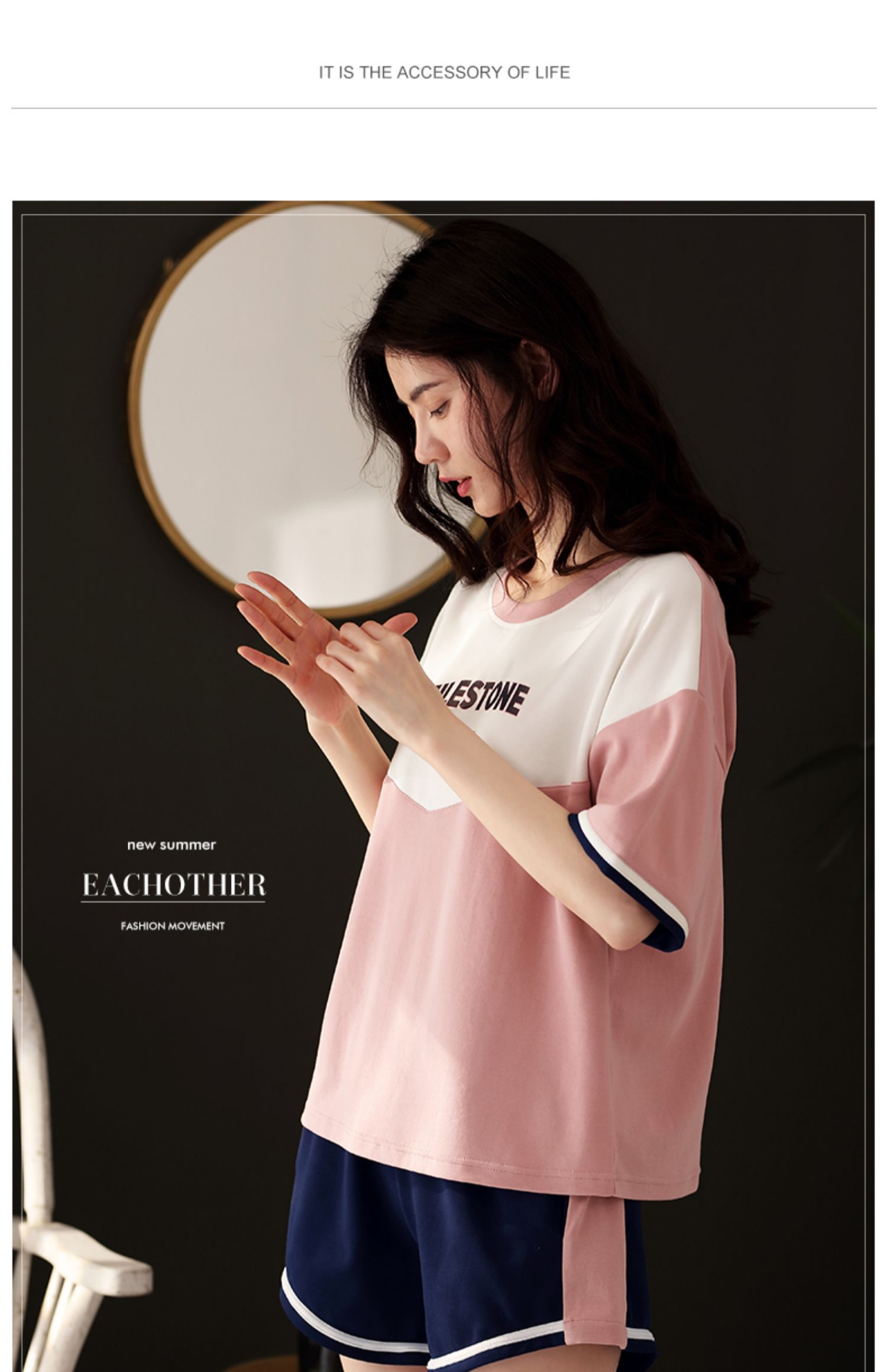 Bộ đồ ngủ thể thao đôi Ting dành cho nữ mùa hè cotton tay ngắn mặc giản dị dịch vụ mặc nhà cotton mỏng phần dịch vụ gia đình phù hợp - Bên ngoài ăn mặc những bộ jumpsuit đẹp nhất