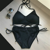 European sexy seaside vacation black mesh three-point gathering hot spring bikini bikini bikini bikini