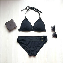 New black red medium-thick cup size chest gathered three-point thick steel-free beach bikini