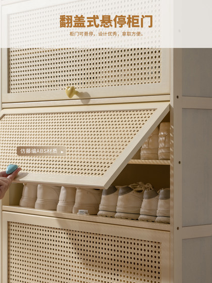 实木入户鞋柜防尘家用门口室内原木奶油风新款2024爆款玄关柜一体