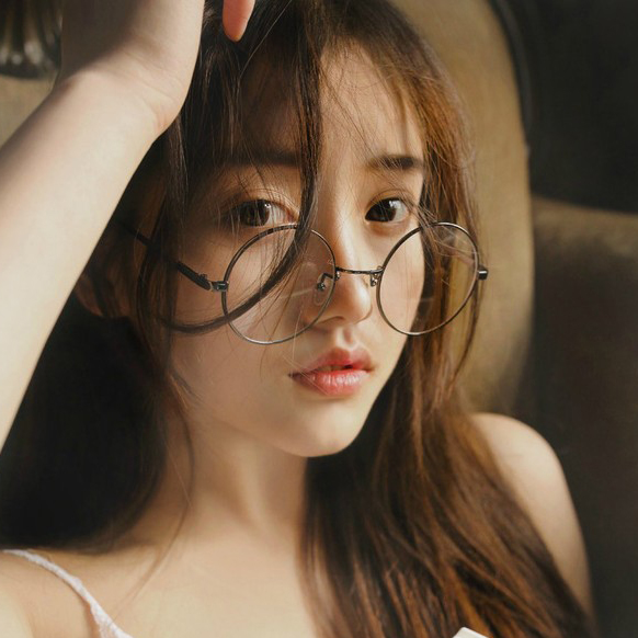 Cute Japanese female net red round frame retro glasses Korean version trendy student men's flat glossy non-prescription glasses