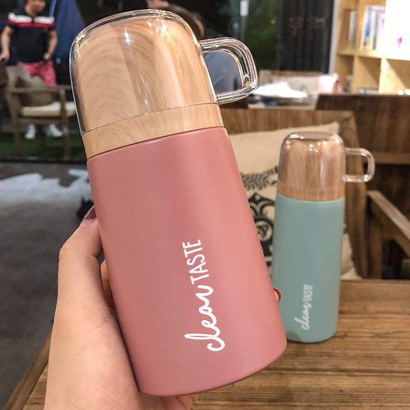 Japanese-style men's and women's simple and compact thermos cup students outdoor with lid drinking cup leak-proof car business accompanying cup