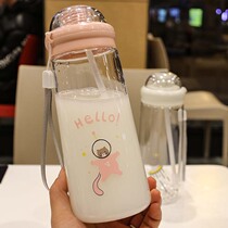 Creative students cute plastic water Cup children large capacity portable water bottle straws space Cup outdoor sports kettle