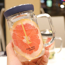 Minimalist heat resistant glass cup with tea drinking water cup filtration drinking water cup office home floral tea cup student with the hand cup