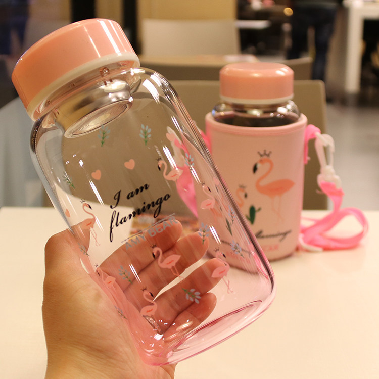 Gradient firebird with cup cover Portable teacup Large kettle Glass Baby bag Cup Fresh soft sister cup with lid Female