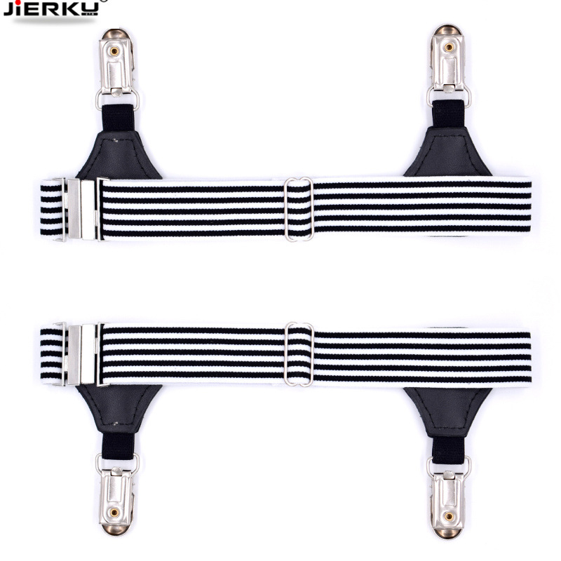 Thời trang nam kinh doanh vớ chống trượt garter sọc đen và trắng có thể điều chỉnh hàng dệt kim dây nịt tất da nữ