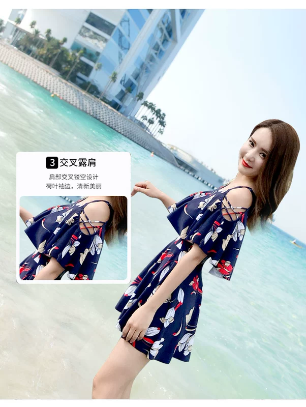 Bạn mặc đồ bơi nữ bó sát bảo thủ kích thước lớn áo tắm che bụng thon gọn ngực nhỏ thu thập váy phẳng áo tắm mùa xuân nóng - Bộ đồ bơi One Piece