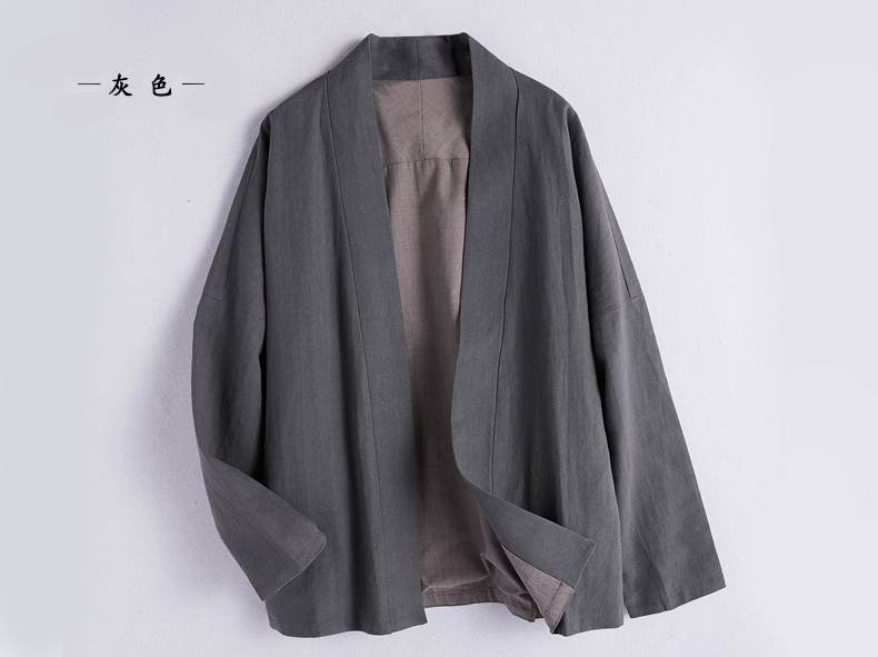 Cải tiến Hanfu nam Tang phù hợp với nam giới thanh niên Trung Quốc cotton và vải lanh áo khoác quốc gia Quần áo Trung Quốc phong cách cổ điển áo gió nam - Áo khoác đôi