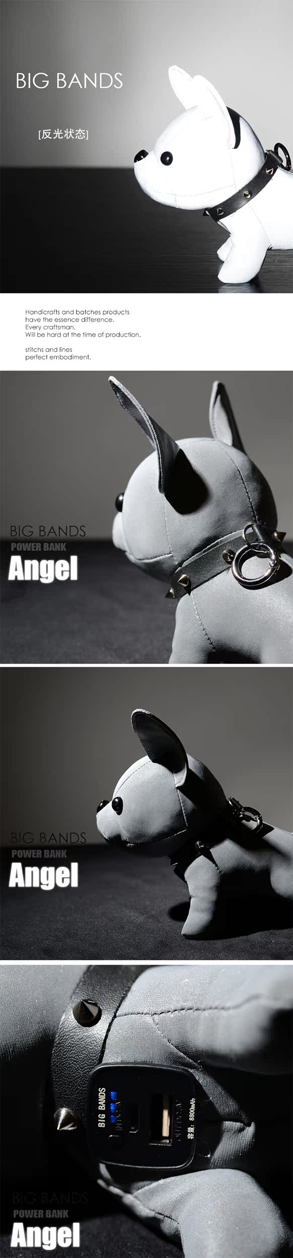 Bulldog phản chiếu sạc kho báu siêu dễ thương xô di động dung lượng lớn dễ thương phổ biến điện thoại di động cặp vợ chồng - Ngân hàng điện thoại di động pin dự phòng 10000mah
