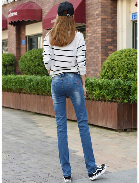 Kích thước lớn cộng với quần jean nhung nữ cạp cao mùa đông dày, quần ống suông thẳng co giãn mỏng mỏng màu đen 200 kg quần bò ống sớ