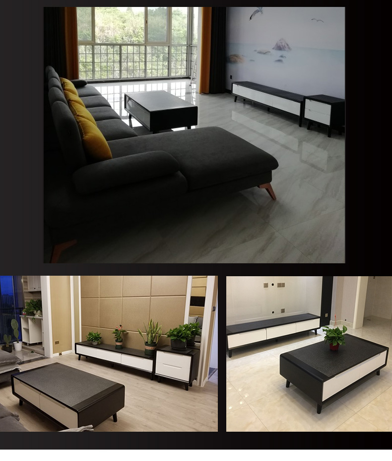 Yue Nina sofa vải bàn cà phê tủ TV side kết hợp khách hiện đại nhỏ gọn đồ nội thất phòng set bốn bộ