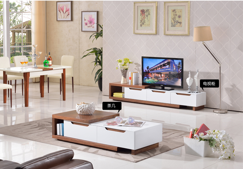 Yue Nina căn hộ nhỏ telescopic bàn cà phê TV kết hợp tủ phòng khách đơn giản sofa bàn cà phê đồ nội thất