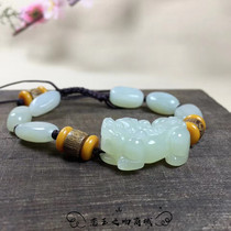 Xinjiang Hetian jade green white jade Jade jade bracelet for men and women couples classic retro lucky fortune