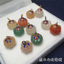 Natural Xinjiang Urhe Jinzu jade color jade pumpkin scattered beads Fu melon bracelet sweater necklace diy accessories