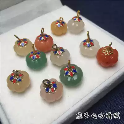 Natural Xinjiang Urhe Jinjade color jade pumpkin scattered beads Fu melon hand sweater necklace diy accessories