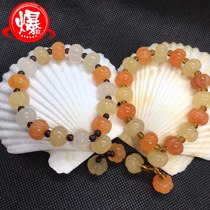 Natural Xinjiang Urhe Golden Silk Jade Pumpkin Pearl Jade Bracelet Womens Fresh Popular Design