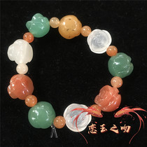 Golden Jade Green East Mausoleum jade color gourd rose jade bracelet fashion fresh and simple romantic womens bracelet