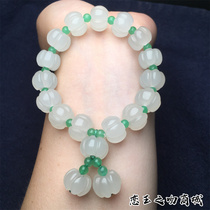 Natural gold silk jade goat fat white jade Pumpkin Jade Bracelet Girl style Fashion Temperament 100 lap personality Art and art Hand strings
