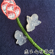 White chalcedony cute little angel pendant male and female baby women Cartoon Cartoon necklace bracelet accessories