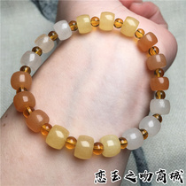 Golden jade color jade abacus bead jade bracelet retro style fashion simple men and women geometric irregular bracelet
