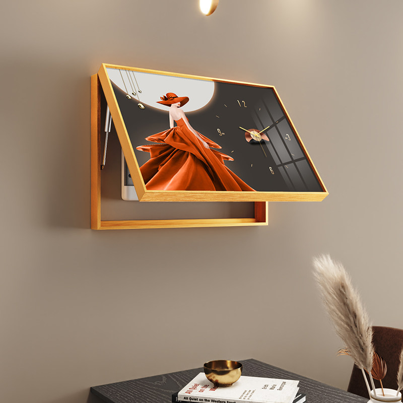 Electric meter box decorative painting punch-free light luxury distribution box living room switch box hanging painting modern style blocking box mural