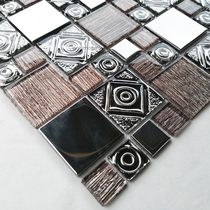 Coffee symphony TV light KTV bathroom Mosaic tile Crystal glass living room TV background wall Hotel