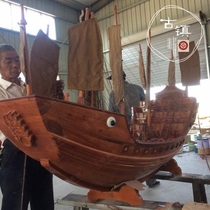 Handmade custom wooden boat Zhenghe treasure boat Hotel decoration boat Scenic spot sightseeing wooden boat Tourism wooden boat