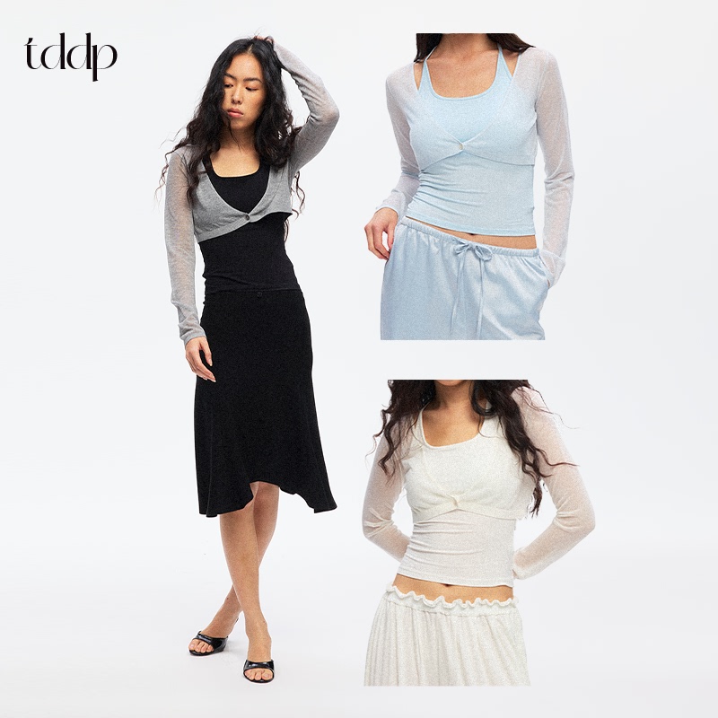 Tddp Linen Lyocell Ultra-Short Long-Sleeve Cardigan Jacket for Women 2026 New Summer Thin Air Conditioning Cover-Up