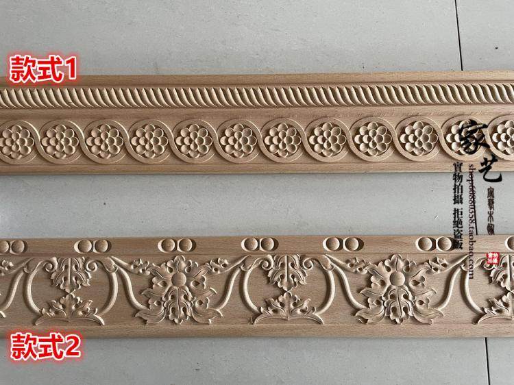 Dongyang wood carving beech solid wood Chinese-style European-style carved background wall aisle living room ceiling waist line decorative wood lines