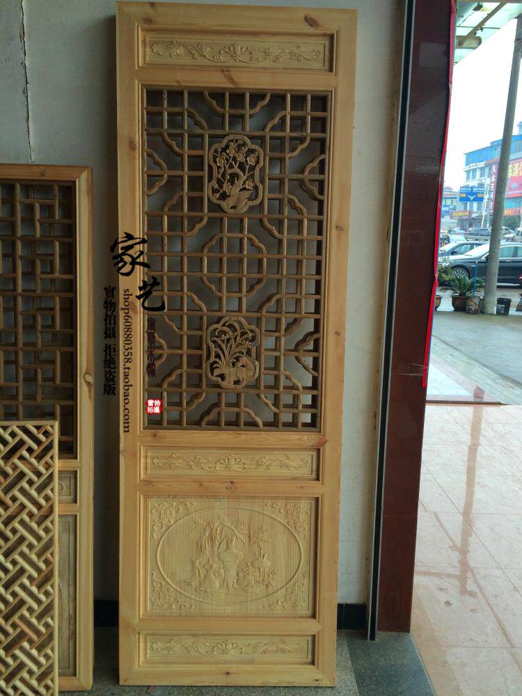 Imitation ancient Dongyang wood carving Chinese style Screen solid wood suspension ceiling Ceiling Ceiling Partition Background Wall Hollowed-out flower lattice doors and windows set to be made