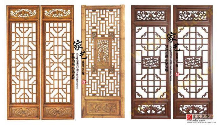 Dongyang wood carving Chinese antique decoration Ceiling entrance partition screen Solid wood lattice carved doors and windows background wall