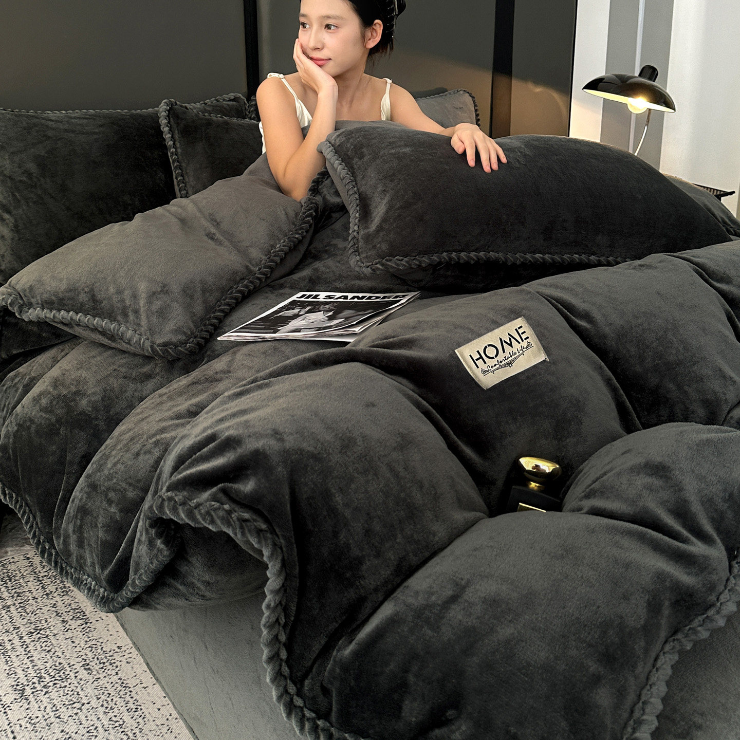 Winter Milk Velvet Quilt, Winter Quilt, Thickened Warm Coral Fleece Bedding, Cotton Batting, Complete Set