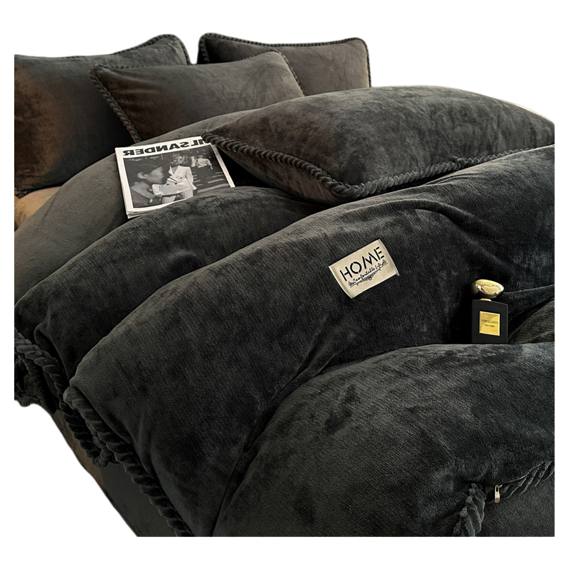 Winter Milk Velvet Quilt, Winter Quilt, Thickened Warm Coral Fleece Bedding, Cotton Batting, Complete Set