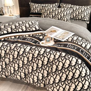 Winter Fleece Four-Piece Bedding Set, Milk Velvet 2025 New Double-Sided Plush Duvet Cover, Coral Fleece Bed Sheet and Fitted Sheet