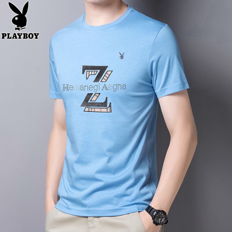 Playboy áo thun nam mùa hè tay áo ngắn thời trang đơn giản xu hướng bottomshirt in T-cổ cá tính nam T-shirt