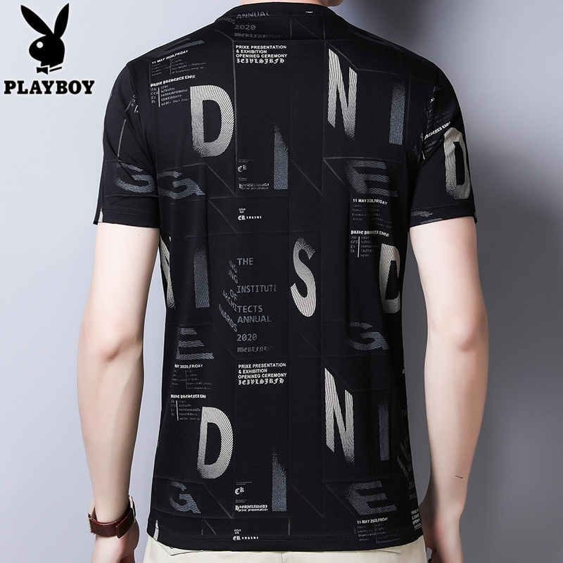 Playboy mùa hè váy đàn ông mới của T-shirt vòng cổ thoải mái áo len in thời trang nam T-shirt ngắn tay