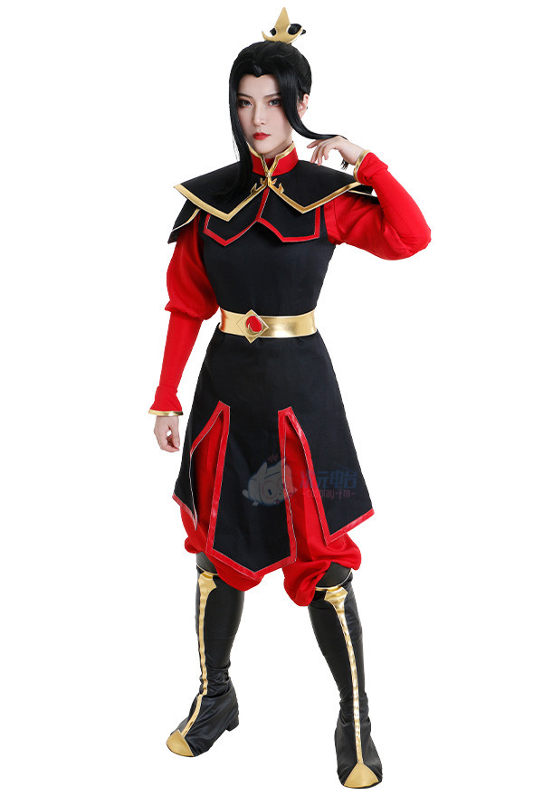 Avatar The Last Airbender Azula Red Black Battle Suit Cosplay Costume
